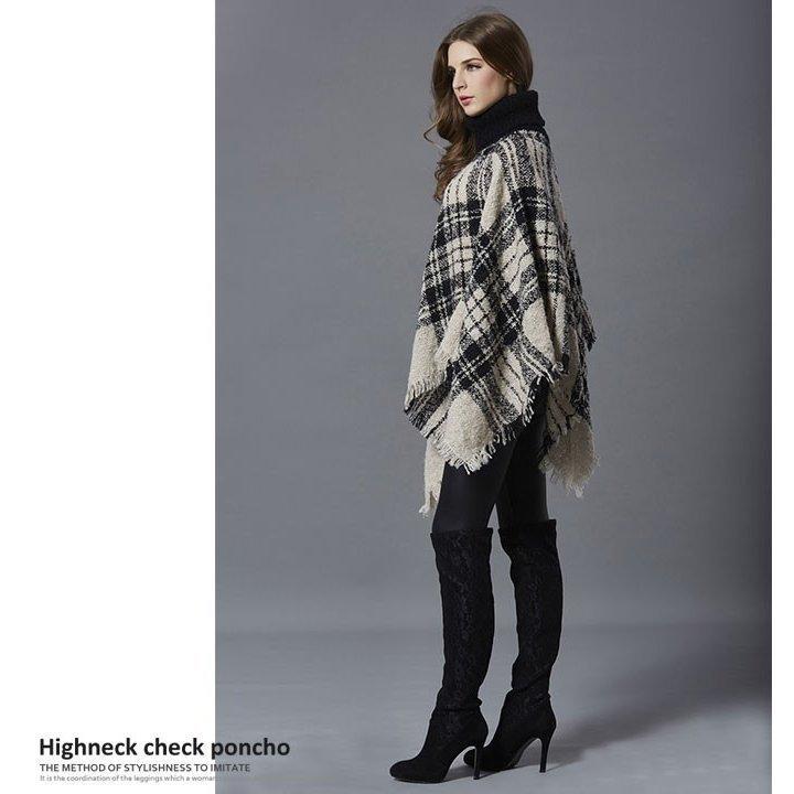 ストール ポンチョ コート マント レディース 冬 当店の記念日 チェック柄 ポンチョコート チェック