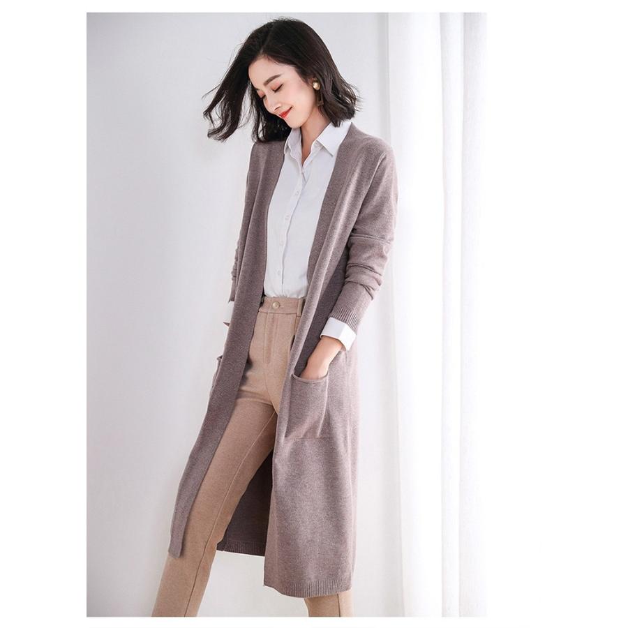 2色 ニット カーディガン 中長セクション レディース 春 秋 冬 カーディガン ニットソー アウター 秋コート ニット 長袖 前開き 30代 40代 50代 Y Encore 通販 Yahoo ショッピング