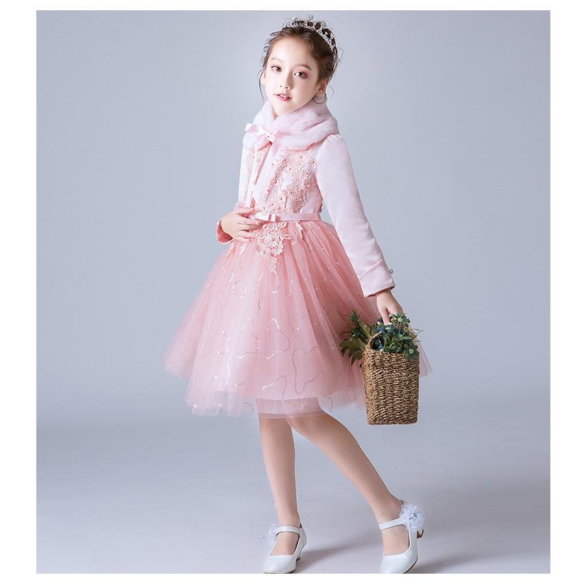 結婚式 子供服 蝶結び ワンピース 花柄 襟付き贈呈 ドレス 子供ドレス パール 柔らかい ふわふわ 刺繍 可愛い 2色 フォーマル チュールスカート 厚手い 発表会 Y Encore 通販 Yahoo ショッピング