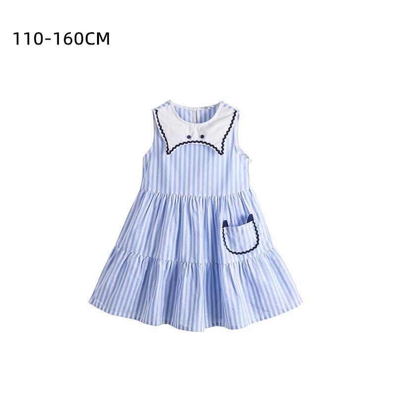 子供 ワンピース 女の子 ノースリーブ 夏 膝丈 人気 カワイイ オシャレ カジュアル ブルー 夏らしい 軽快 リゾート 登園通学 110から160ｃｍ Y6702 Encore 通販 Yahoo ショッピング