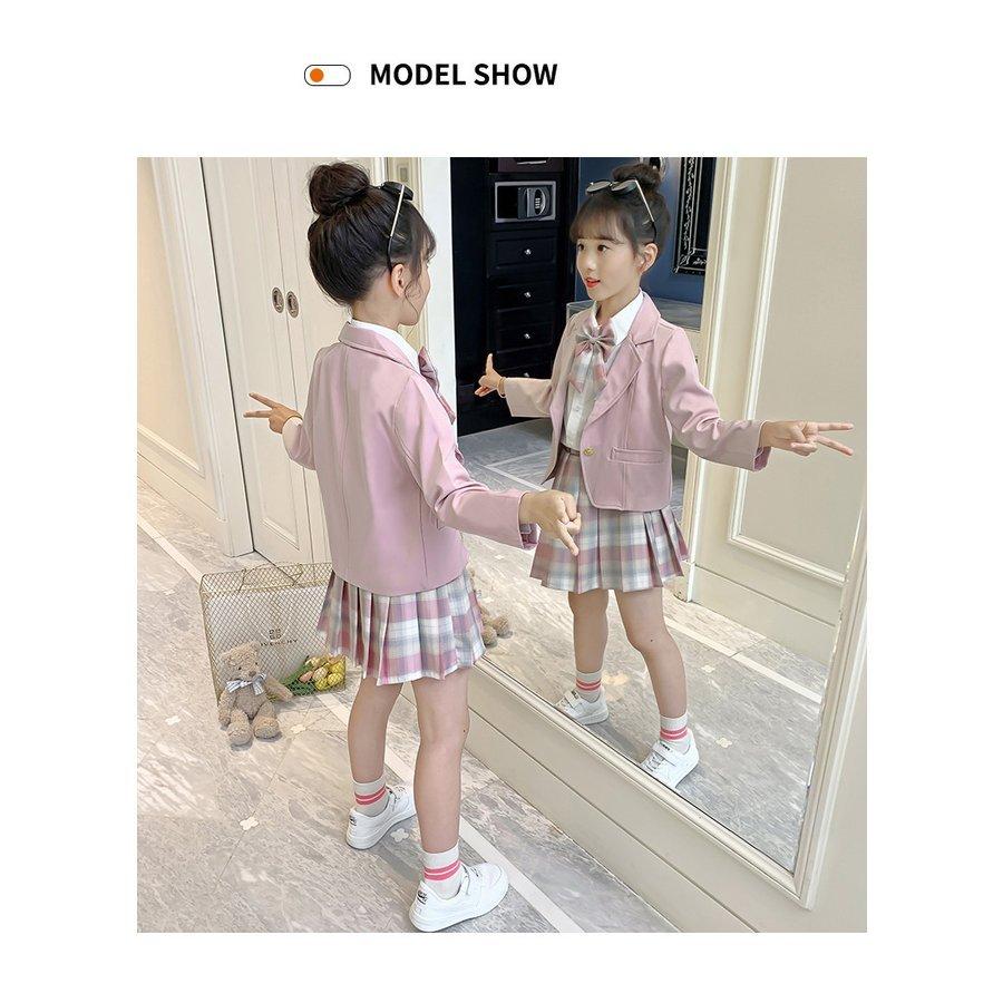 入学式 スーツ 女の子 卒園式 フォーマルスーツ 子供服 スーツ ジャケット スカート 蝶ネクタイ チェック柄 七五三 発表会 カジュアル 普段着 Y Encore 通販 Yahoo ショッピング