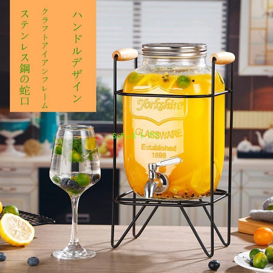 ドリンクサーバー ガラス ジャグ ガラス飲料ディスペンサー飲料ボトル貯蔵タンク 蛇口付き大容量ガラス保存ボトルプ 梅酒 ジュース ビール 保存容器 密閉缶 キッ | ブランド登録なし | 02
