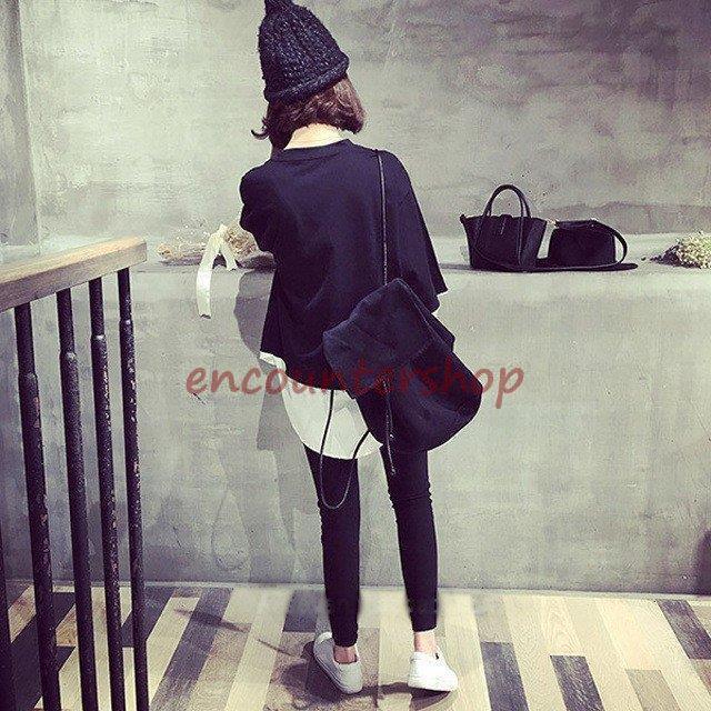 60832 FANTASTIC NINE 重ね着ロンT 黒x白 60832 FANTASTIC NINE