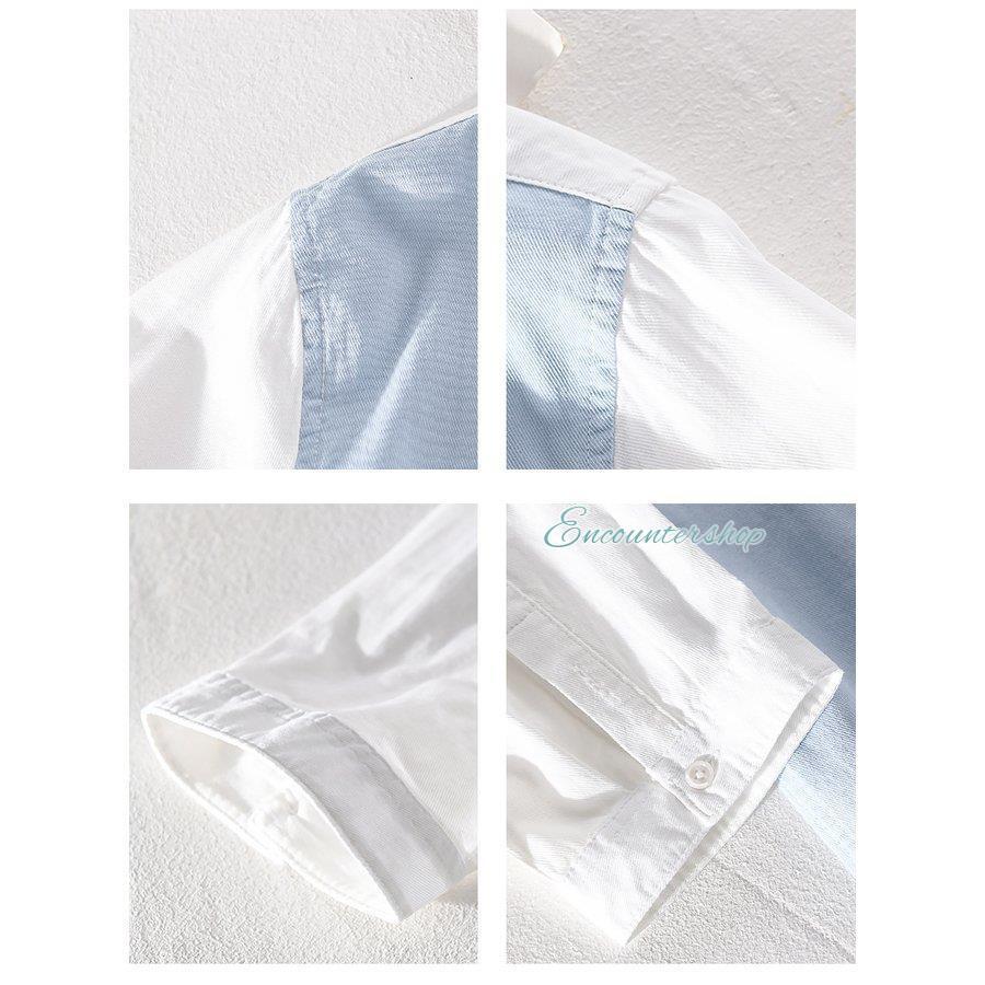 メンズ リネン ジャケット 夏 カジュアルシャツ 七分袖 切り替え