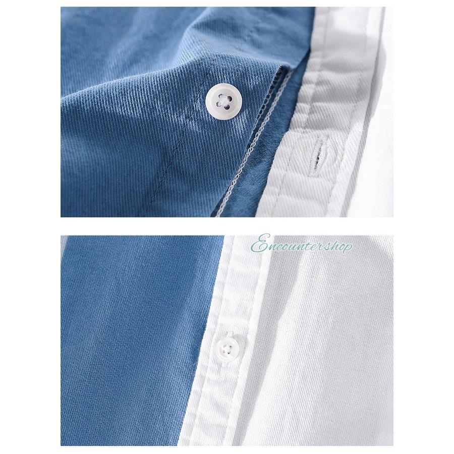 メンズ リネン ジャケット 夏 カジュアルシャツ 七分袖 切り替え