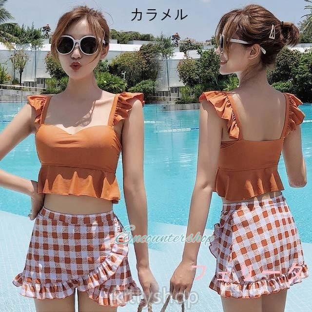 水着 スカート チェック 20代 オシャレ セパード水着 レディース
