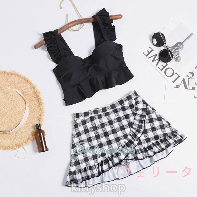 水着 スカート チェック 20代 オシャレ セパード水着 レディース