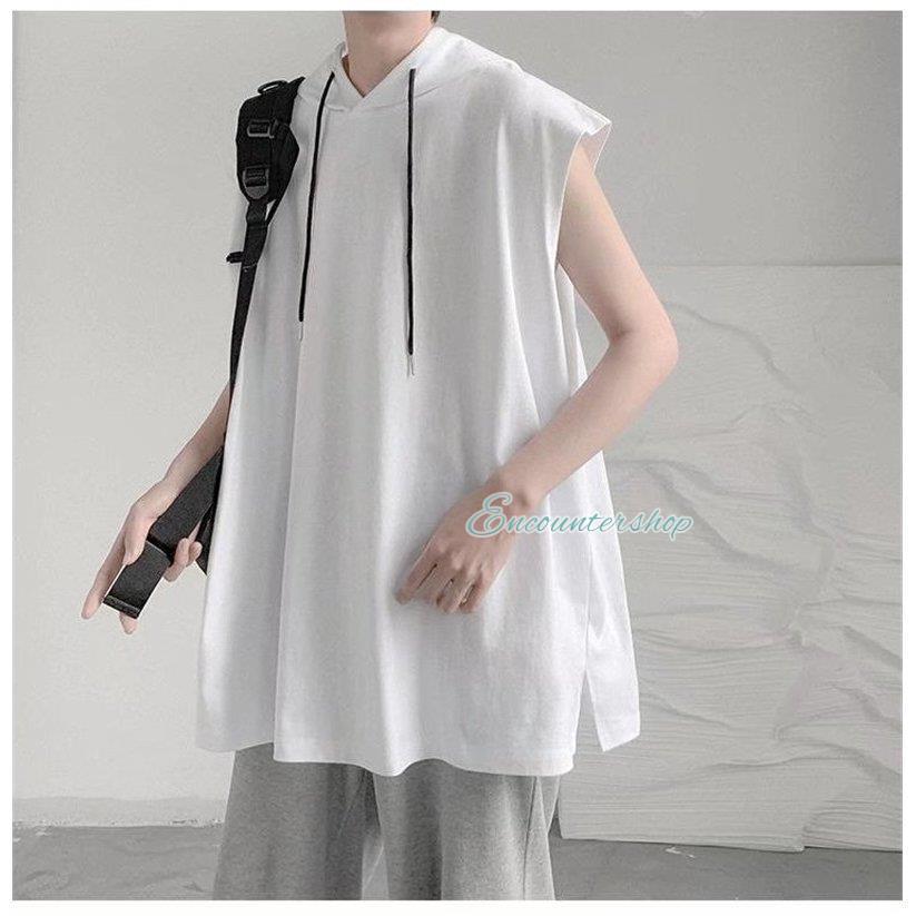 セール タンクトップ メンズ フード付き ノースリーブ パーカー t