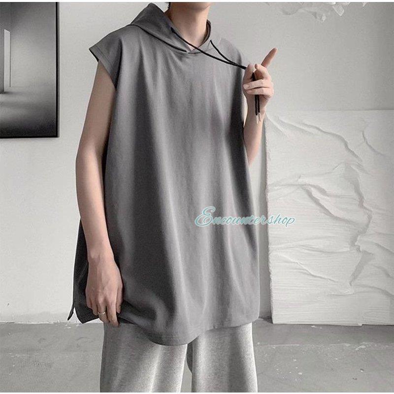 セール タンクトップ メンズ フード付き ノースリーブ パーカー t