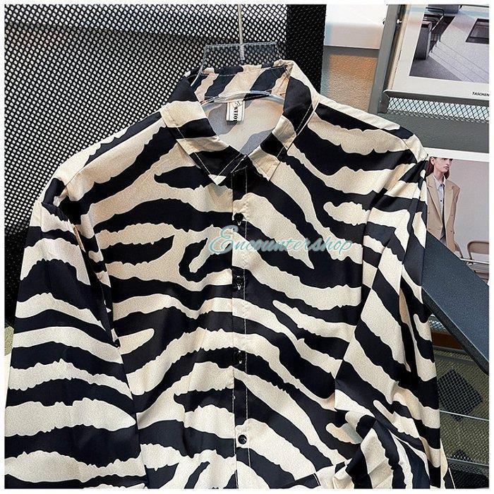 シャツ メンズ ゼブラ柄 長袖シャツ カジュアルシャツ ゆったり