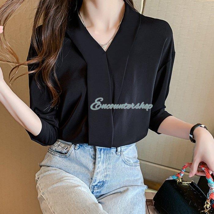 シャツ Vネック ブラウス レディース 長袖 トップス きれいめ オシャレ