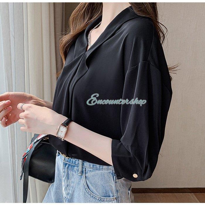 シャツ Vネック ブラウス レディース 長袖 トップス きれいめ オシャレ