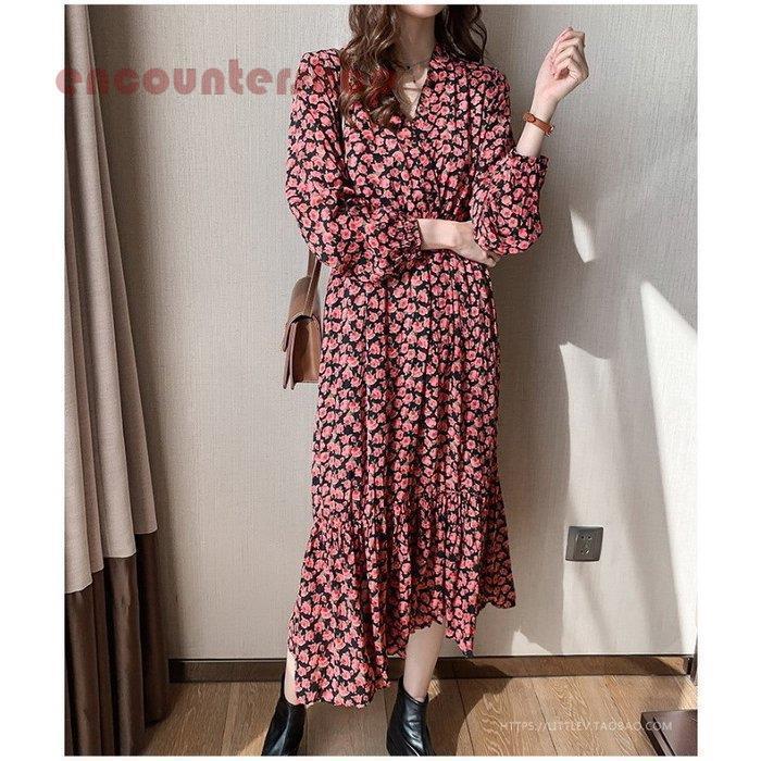 ワンピース レディース 40代 マキシワンピース 秋冬 長袖ワンピース シフォン リボンネックワンピース 花柄 プリーツスカート オシャレ 結婚式ドレス 大人 ワンピース レディース 40代マキシワンピース 春秋 長袖ワンピース v