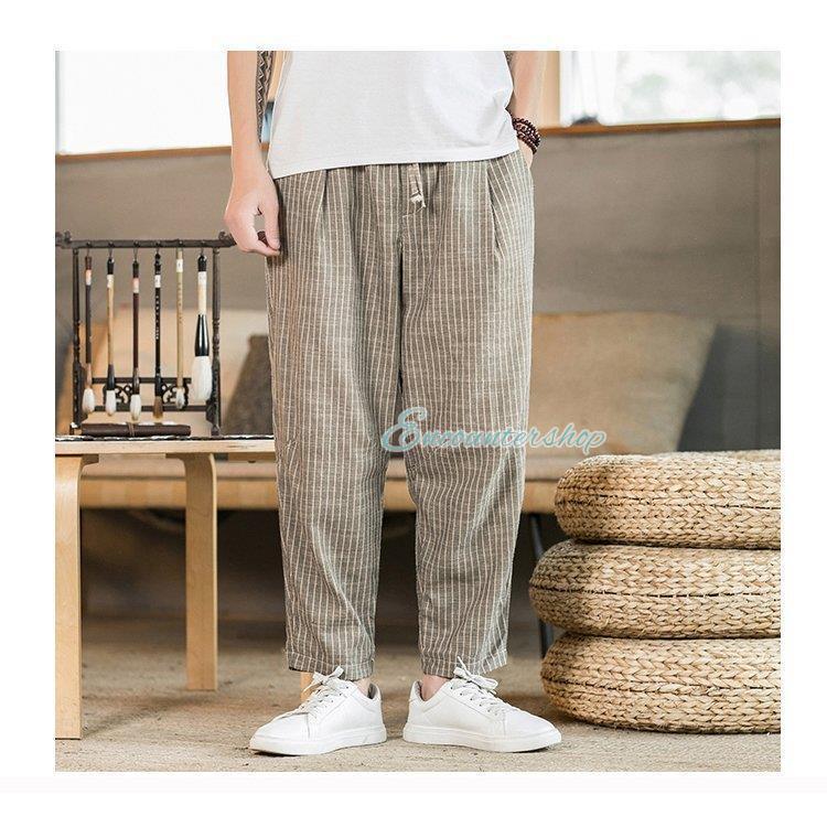 父の日 サルエルパンツ メンズ 麻ズボン リネンパンツ ストライプ 夏 ズボン カジュアルパンツ リブパンツ 涼しい チノパン Dd0614 Zozo370 Encountershop 通販 Yahoo ショッピング
