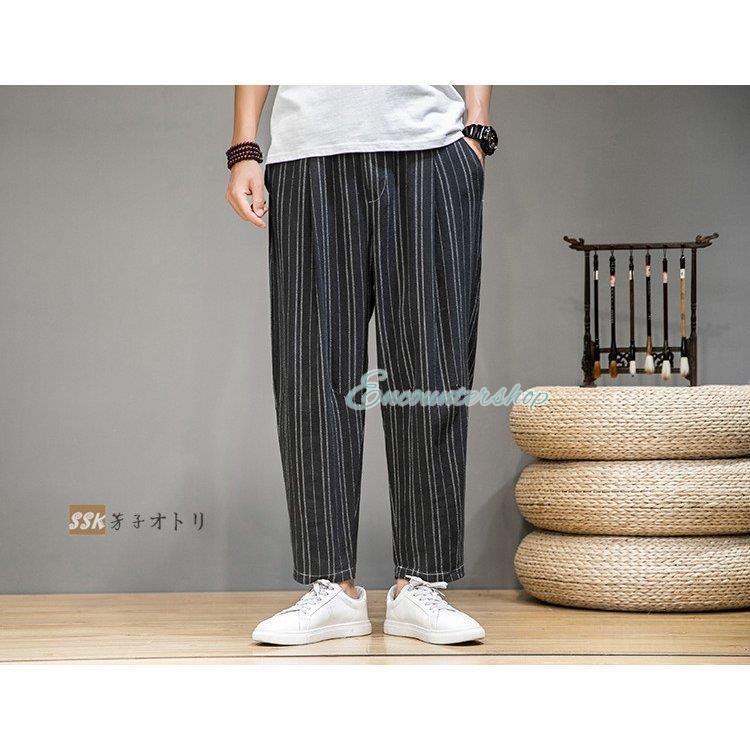 父の日 リネンパンツ メンズ 麻 ストライプパンツ サルエルパンツ ボトムス ゆったり 涼しいズボン 夏ズボン 麻ズボン 夏 Dd0614 Zozo51 Encountershop 通販 Yahoo ショッピング
