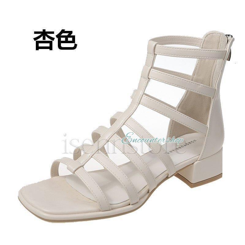 グラディエーター ブーツサンダル 太ヒール ブーサン 夏ショートブーツ