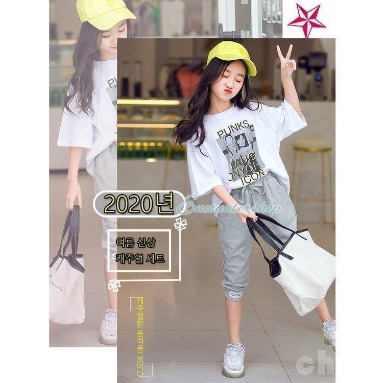 韓国子供服 セットアップ 夏 女の子 ジュニア キッズ 上下セット 半袖T