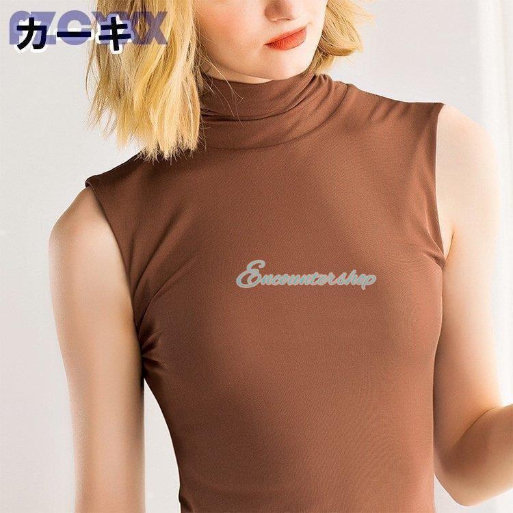 tシャツ レディース タートルネック uvカット ノースリーブ ハイネック 