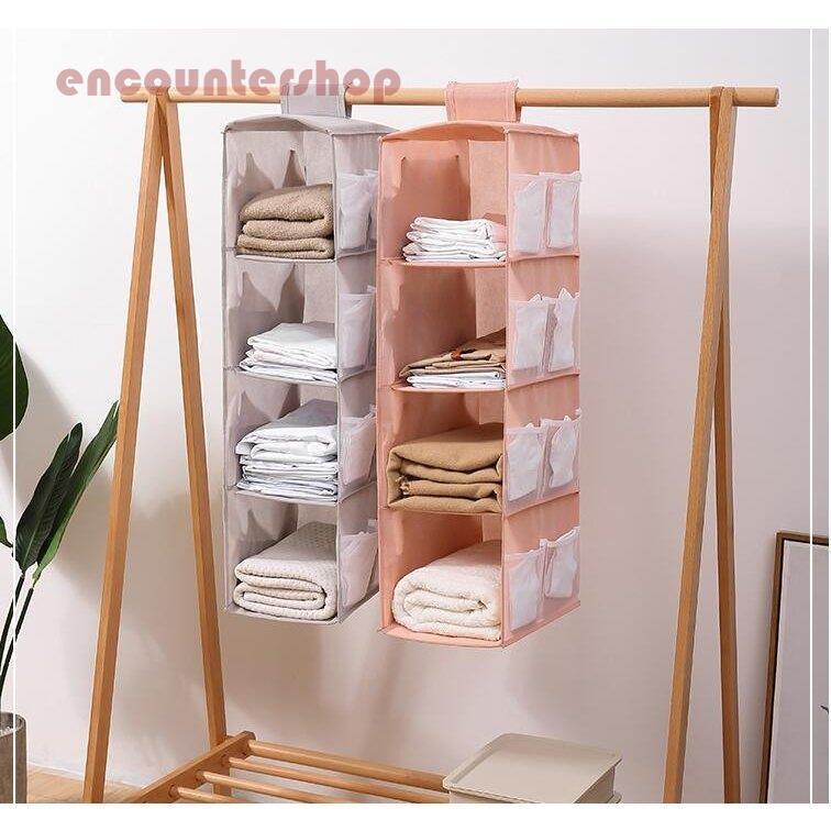 吊り下げ収納 壁掛け袋 省スペース 下着/パンツ/衣類/靴下収納 両面