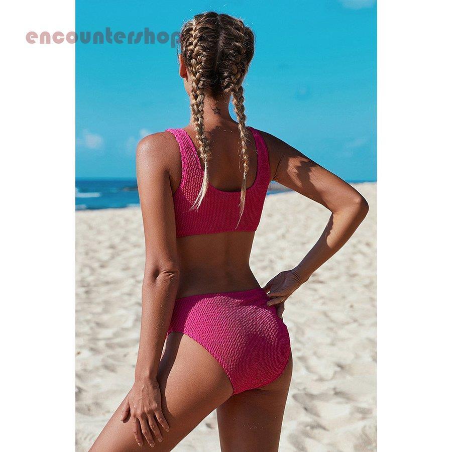 水着セット レディース 無地 純色 ビキニ 2点セット タンク