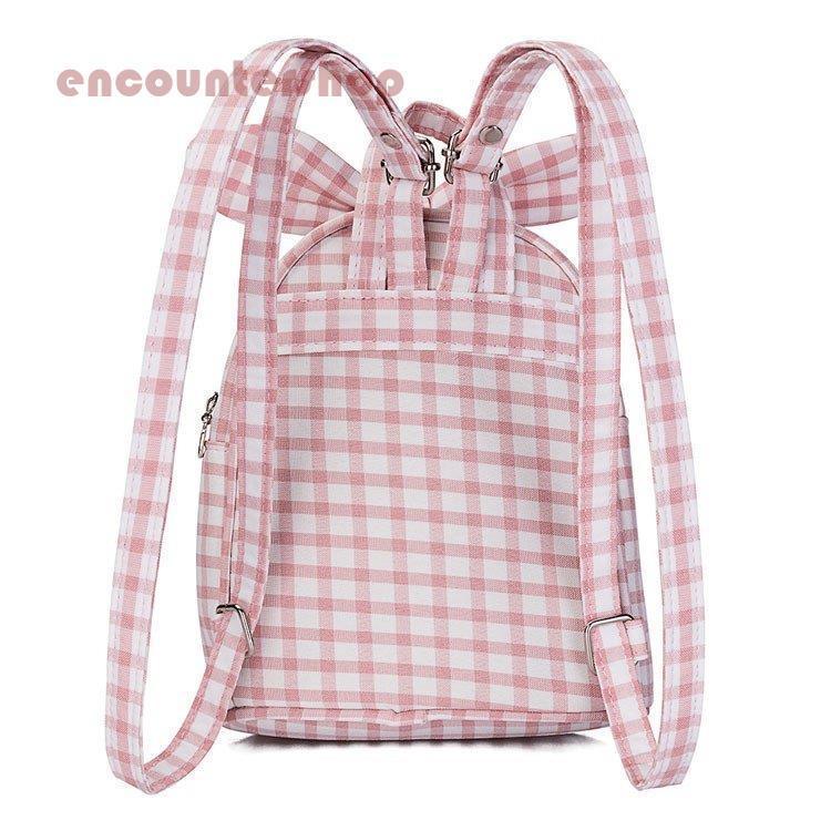 子供リュック キッズリュック 女の子 お出掛け チェック柄 蝶結び