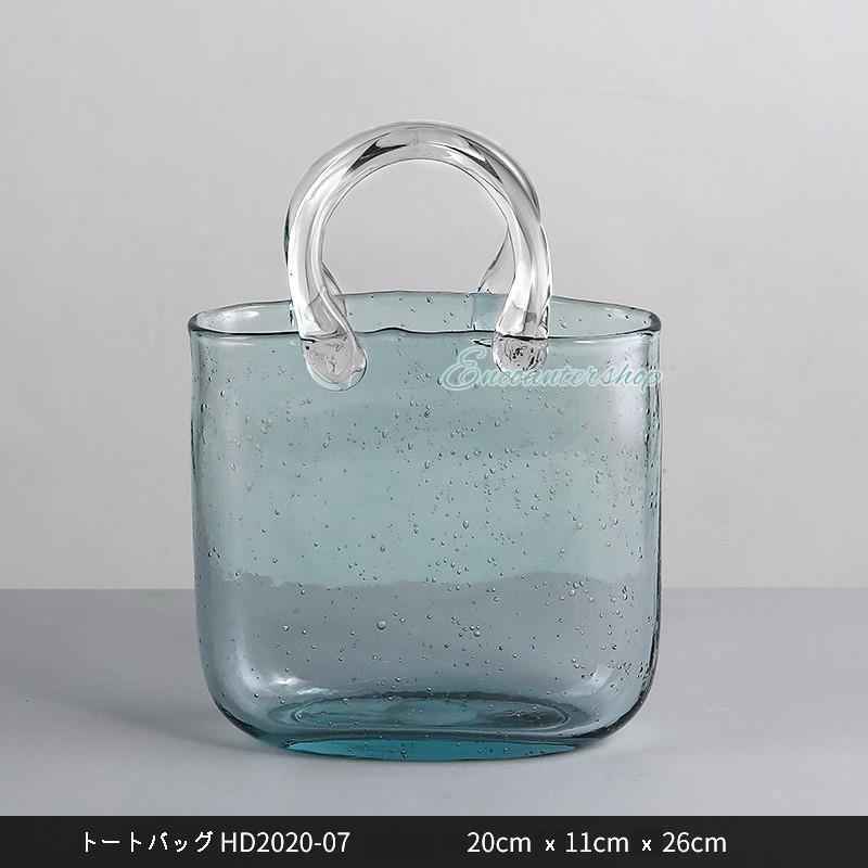 ガラス花瓶 花びん フラワーベース 花器 がびん 容器 手提げ トート