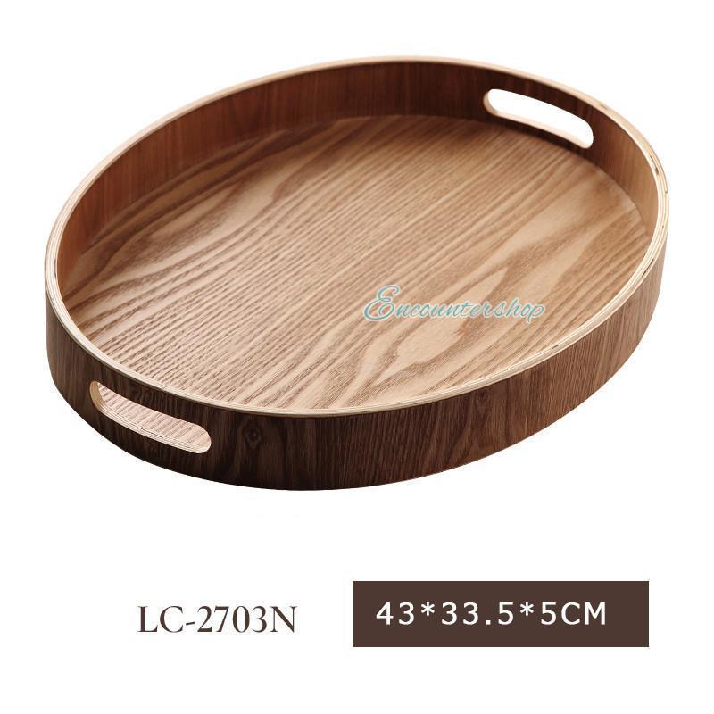 取っ手付 トレイ トレー 木製 天然木製 お盆 丸型 丸盆 食事