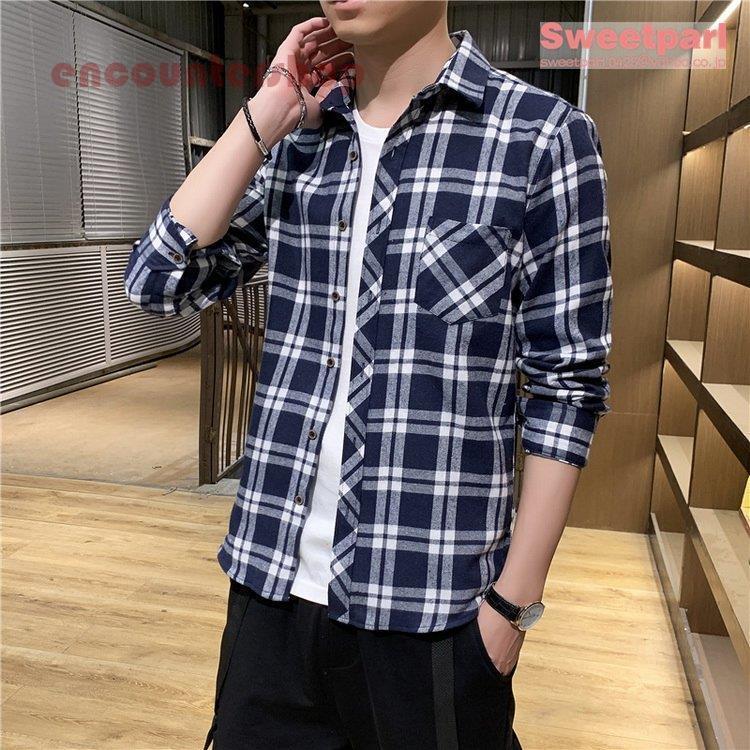 メンズ ネルシャツ チェックシャツ カジュアルシャツ 春冬 春物 シャツ トップス 長袖 細身 きれいめ 10代 20代 30代 ファッション