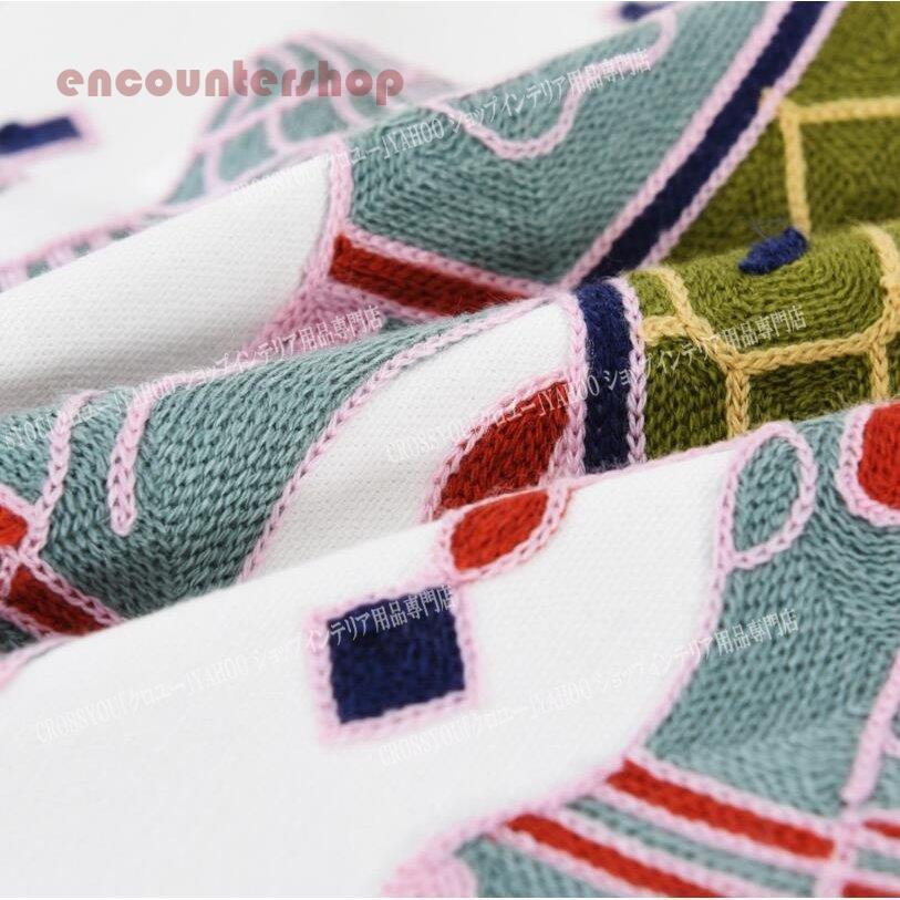 クッションカバー 45×45 ボヘミア風 刺しゅう入り 花柄 2点セット