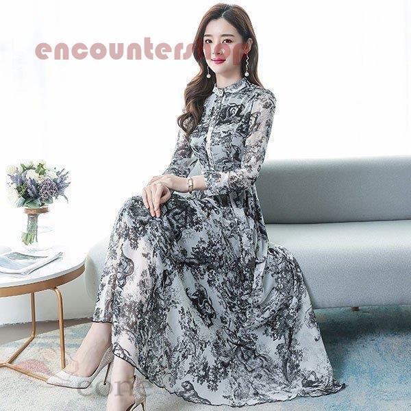 売れ筋ランキングも掲載中 レディース ワンピース 40代 新品 着痩せ おしゃれ 韓国風 パーティードレス 大きいサイズ チュニック 花柄 ロング丈 マキシワンピース 上品 長袖 春秋 きれいめ ワンピース サイズ L Www Chemplex Co Zw