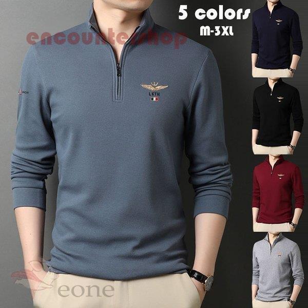 殿堂 メンズ ポロシャツ 立ち襟 カジュアル5色 紳士服 シャツ ゴルフ 春秋 スポーツ おしゃれ ゴルフウェア トレンド ファッショント 長袖 大きいサイズ 刺繍トップス ポロシャツ サイズ 115 52 Xl