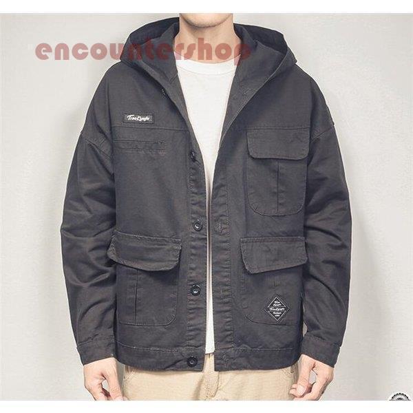 日本製 メンズ ジャケット 40代 30代 代 メンズ ジャケット トップス 19 秋 春 アウター カジュアル ファション ゆったり 体型カバー 大きいサイズ フード付き ファスナー 長袖 迷彩 厚手 ジャケット