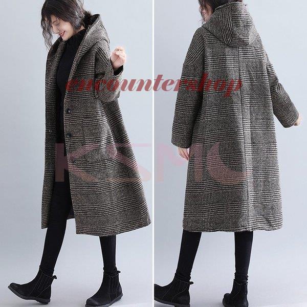 ウールコート レディース フード付き ツイード コート フード ウール