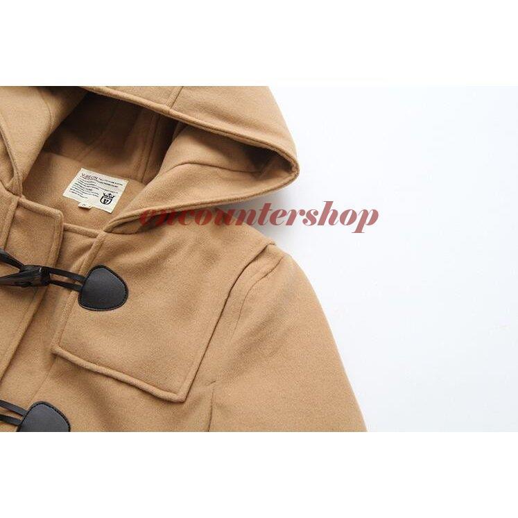 上質素材/レディース大人ダッフルコート/カシミアタッチ/カーキ色