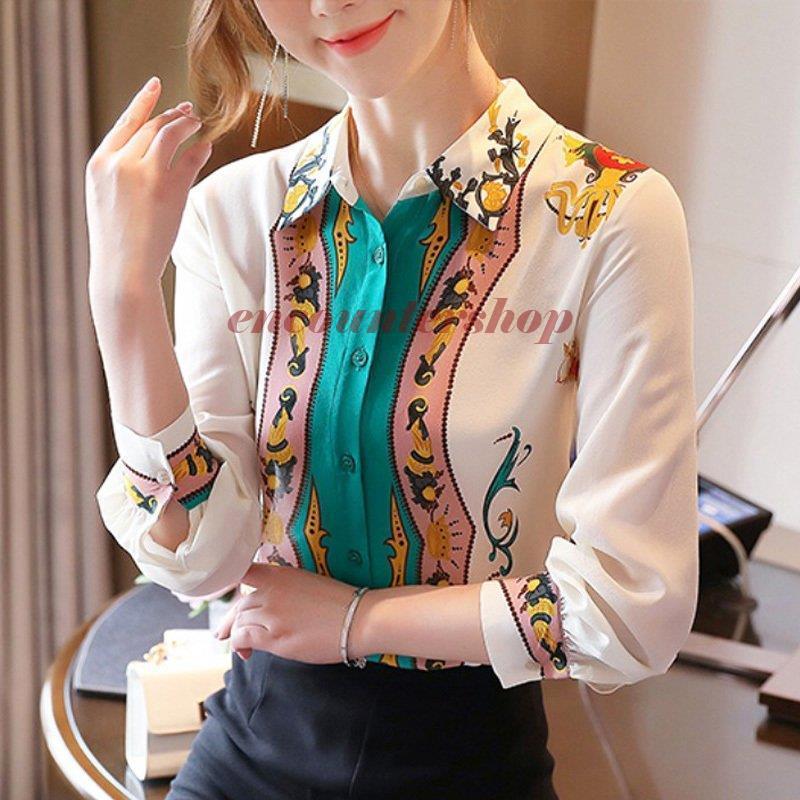 ファッション 2種類選べる ブラウス レディース 長袖ブラウス 春秋 オフィスブラウス プリント オシャレブラウス 白トップス 韓国風 大人 通勤ol ゆったりシャツ 大きいサイズ 40代 Ojf4sf71jb Www Kbdav Ac In