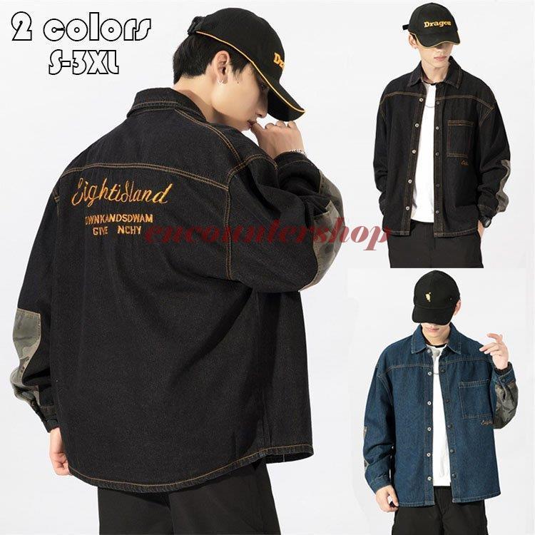 超可爱の コート アウター ゆとり 迷彩切り替え 英字刺繍 Gジャン 個性 メンズ デニムジャケット カジュアル 代30代40代 春秋 大きいサイズ 男性用 おしゃれ オシャレ Gジャン デニム カラー ブラック Www Ldlab It