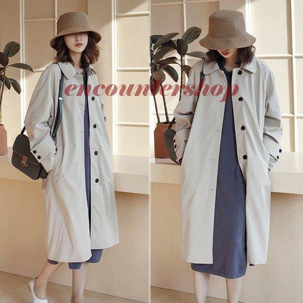 特価ブランド レディース ステンカラーコート 春アウター 通勤 Ol スプリングコート ラグラン袖 春用 ロング丈 カーディガン サイズ M Demolition Training