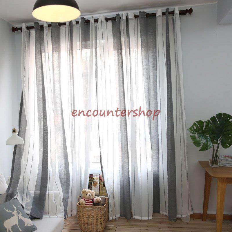レースカーテン 北欧 遮光 UVカット ストライプ オーダーメイド