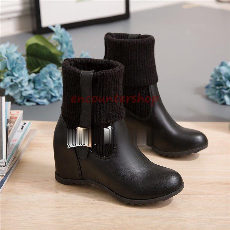 ショートブーツ レディース ウェッジソールシューズ厚底 6cm