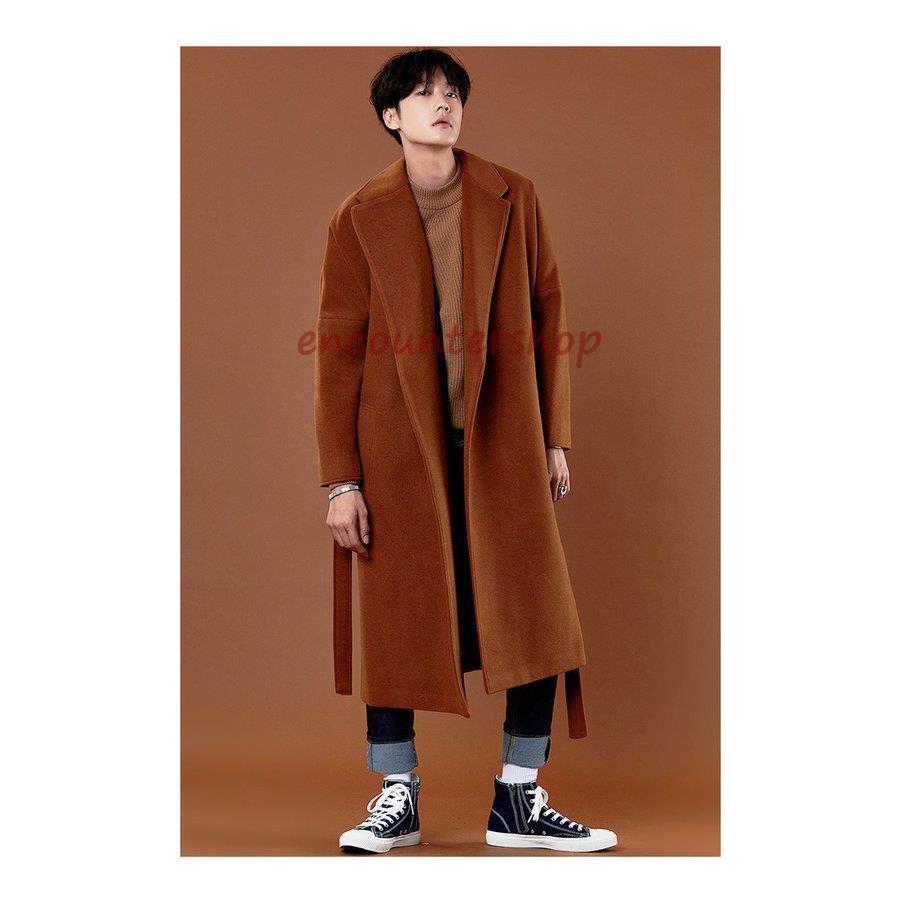 チェスターコート ジャケット メンズ ベルト付き 厚手 ゆったり