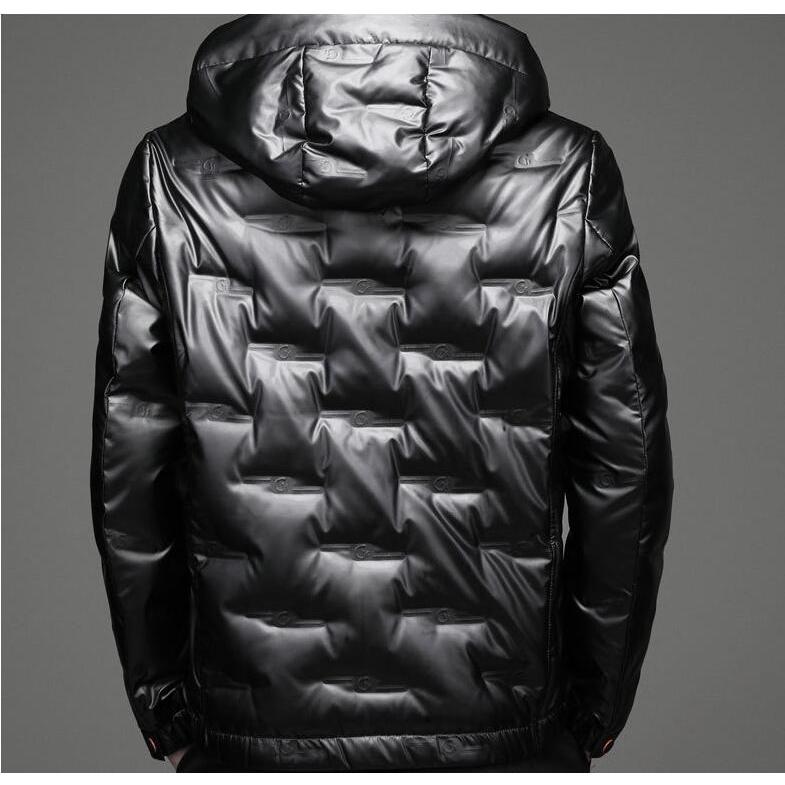 ダウンジャケット シームレスダウン メンズ ハイネック バックプリント