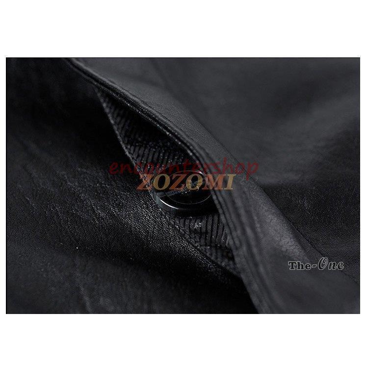 ロングコート メンズ レザーコート PU スタンドカラー 立襟 無地