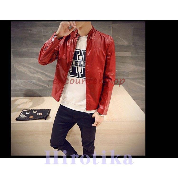 メンズ レザージャケット 立ち襟 バイクジャケット 春 夏 秋 冬 革