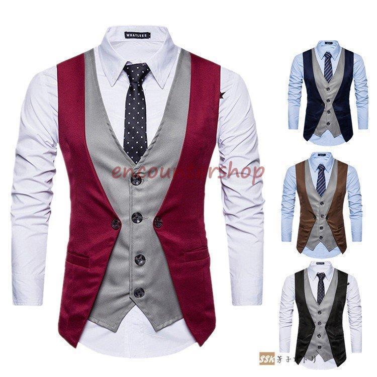 話題の行列 紳士服 重ね着風 チョッキ ベスト フォーマルベスト ジレベスト メンズ スーツベスト ビジネス 夏 薄手 パーティー 結婚式 プルオーバー サイズ Xl Www We Job Com