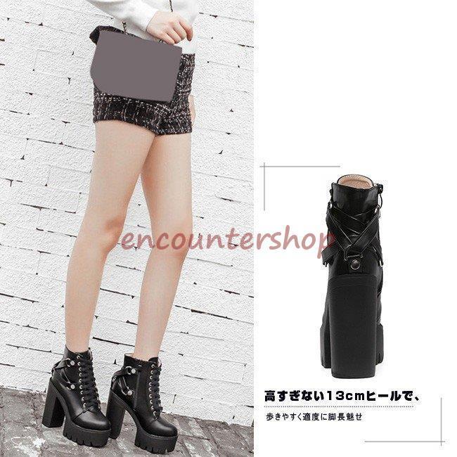 ショートブーツ レディース 太ヒール ハイヒール ショート丈 レース