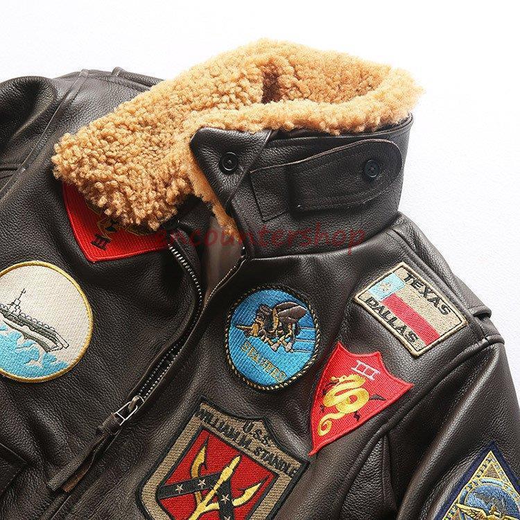 本革フライトジャケット 刺繍 アメリカ空軍服 ライダースジャケット 本革ジャケット 牛革 折り襟 レザージャケット 革ジャン メンズ カッコイイ 新作｜encountershop｜11