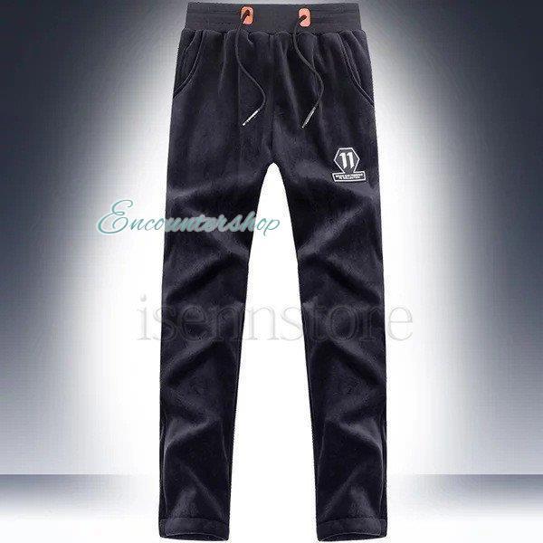 秋 冬 ベロア プルオーバー 上下セット メンズ セットアップ 裏起毛