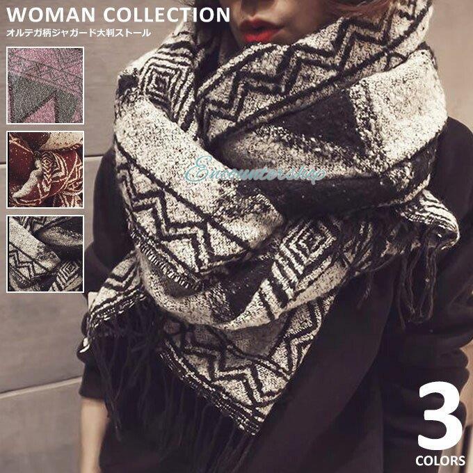 ストール 秋冬 大判 厚手 ジャガード マフラー 秋 冬 ウール モヘア