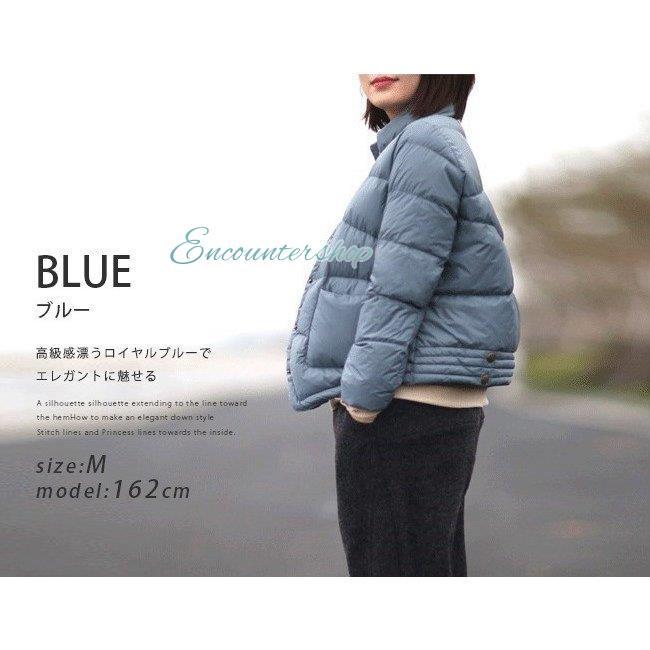 ダウンジャケット レディース 軽量 フードなし 立ち襟 ゆったり