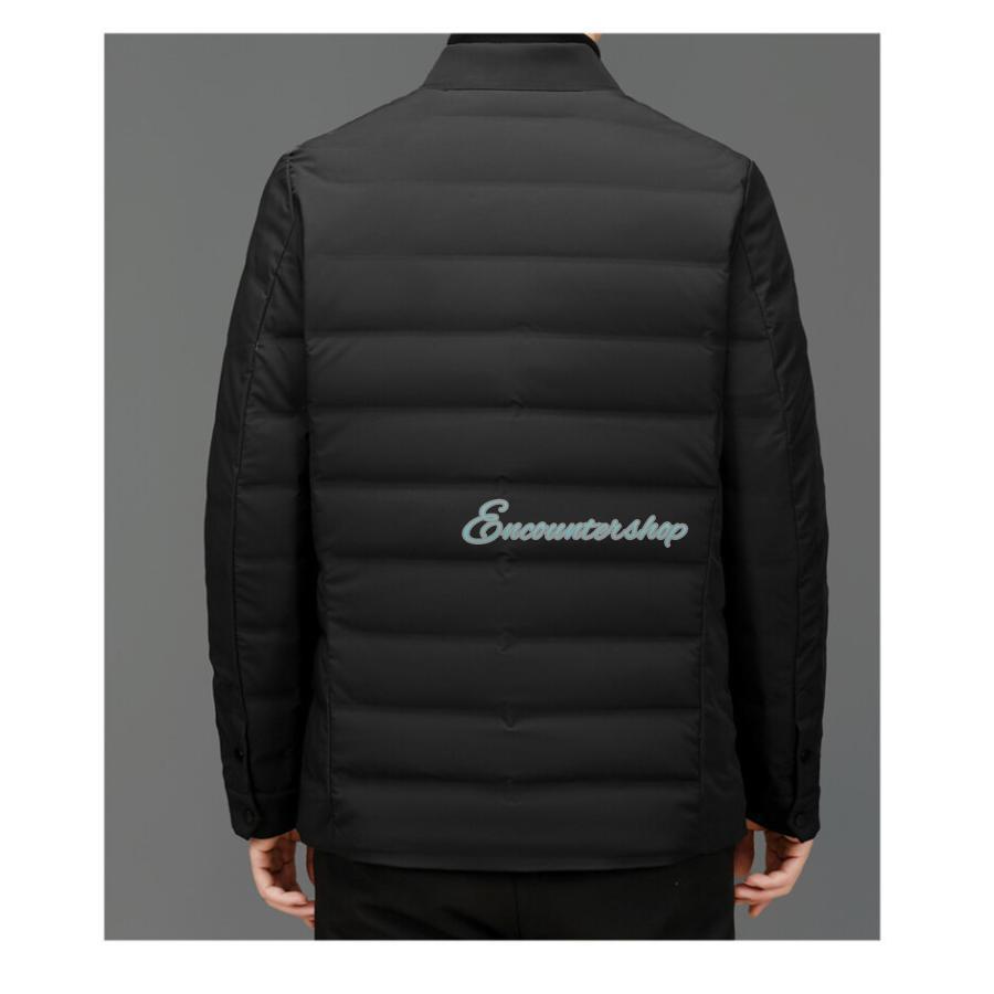 ダウン メンズ ダウンコート ショート丈 開襟 アウター ビジネス